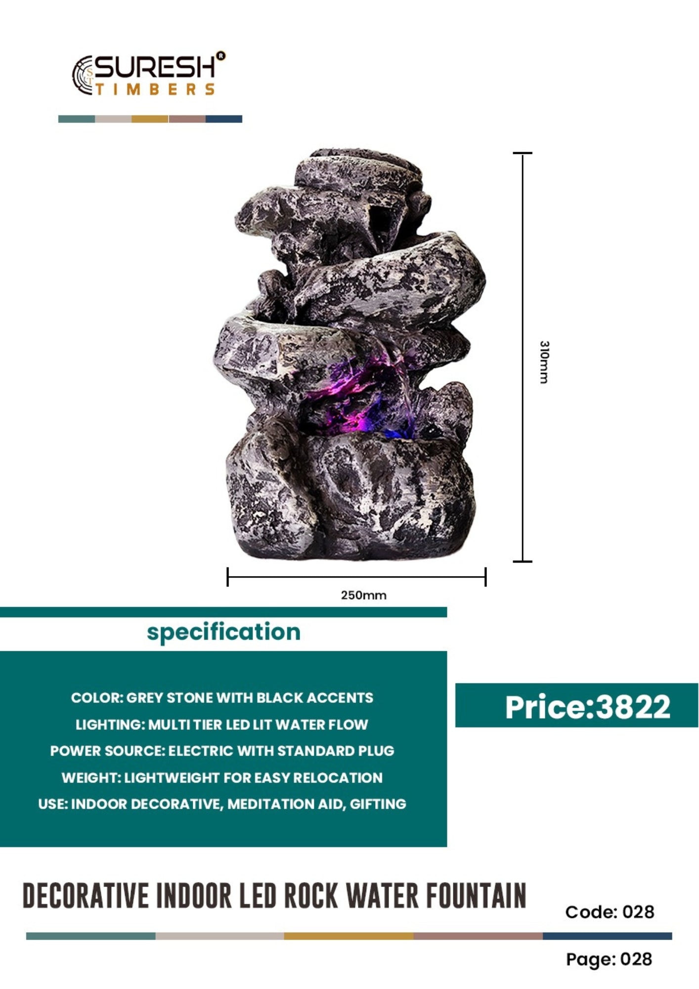 Decorative Indoor Led Rock Fountain