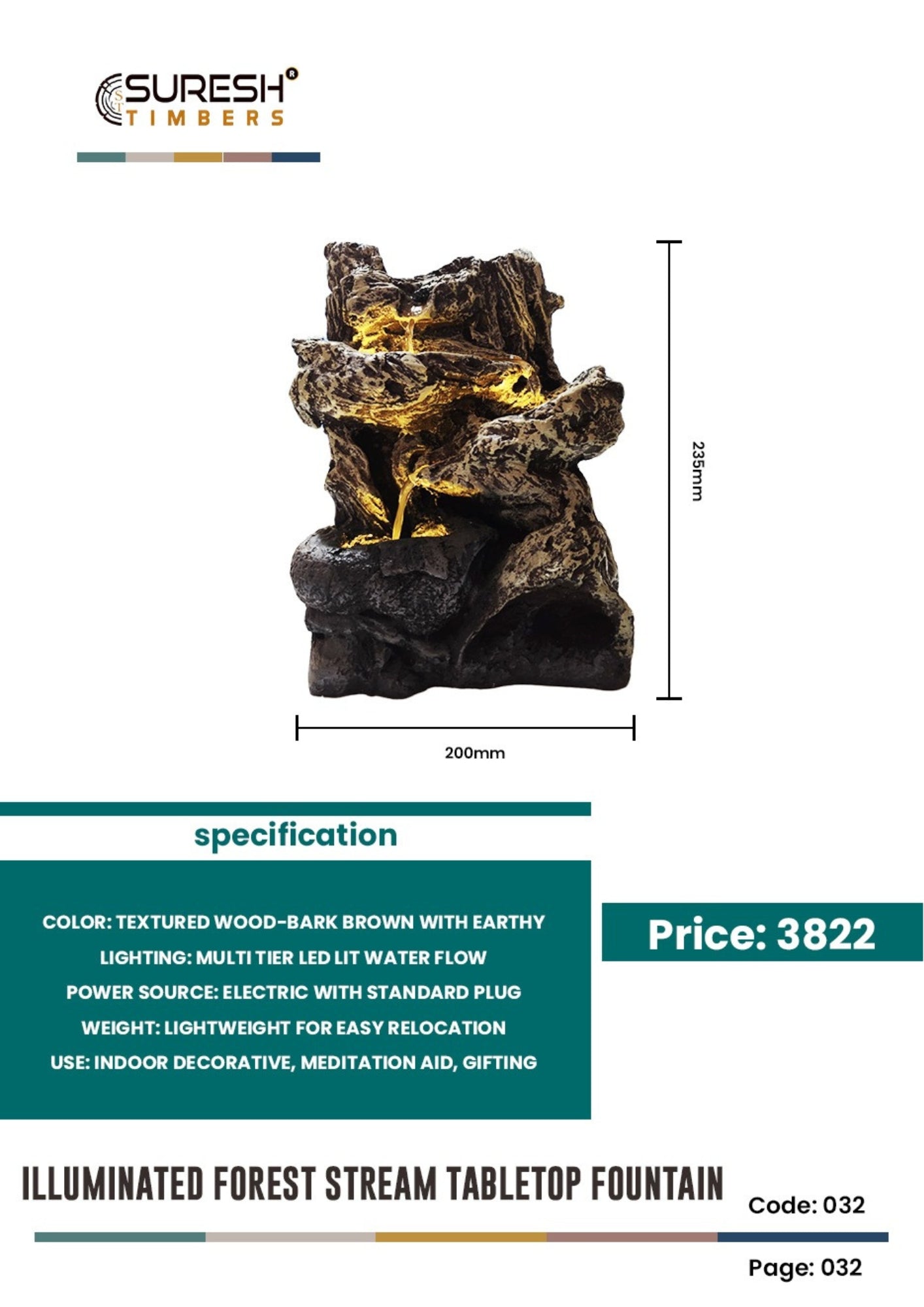 Illuminated Forest Stream Tabletop Fountain