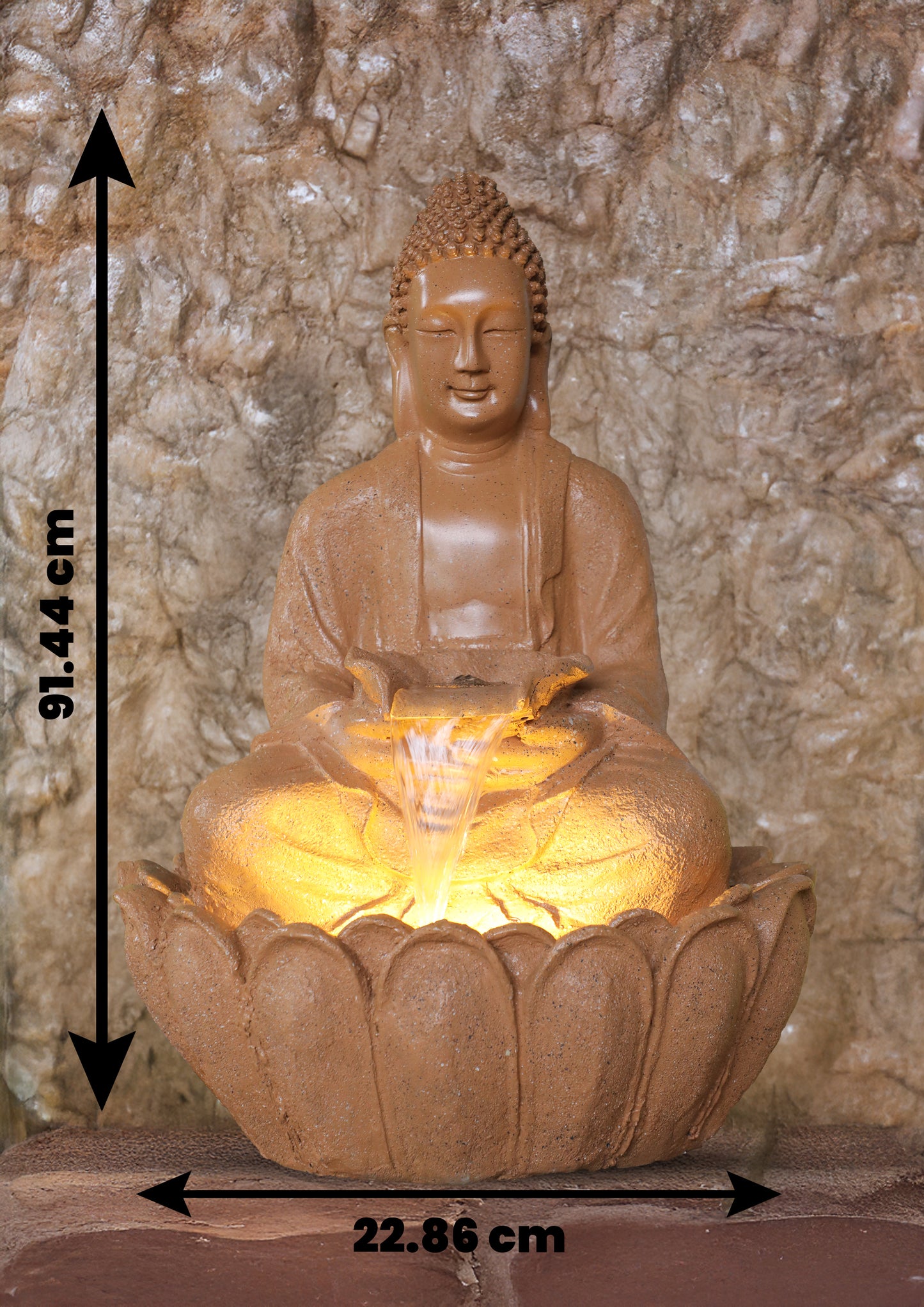Lotus Buddha Stone Gray Water Fountain