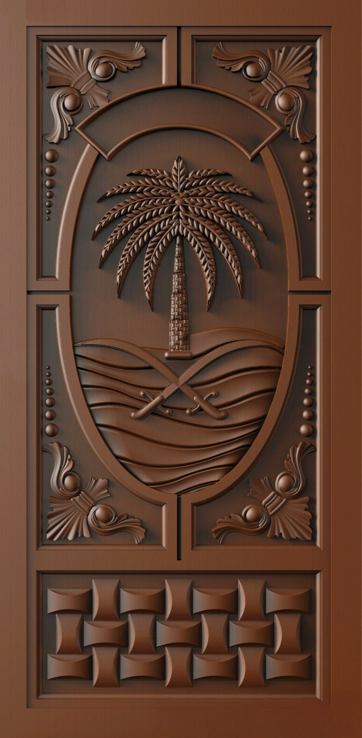 Teak Wood Door CNC Carving Modern