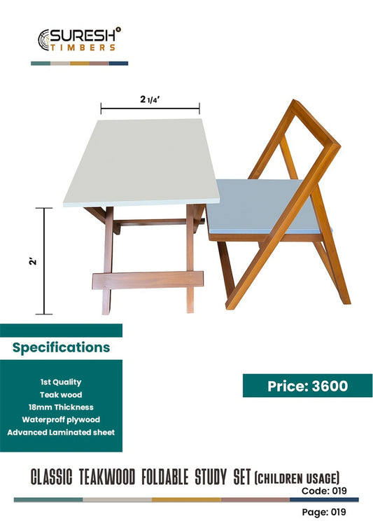 Classic Teakwood Foldable Study Set (Children)