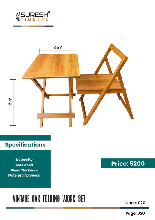 Vintage Oak Folding Work Set