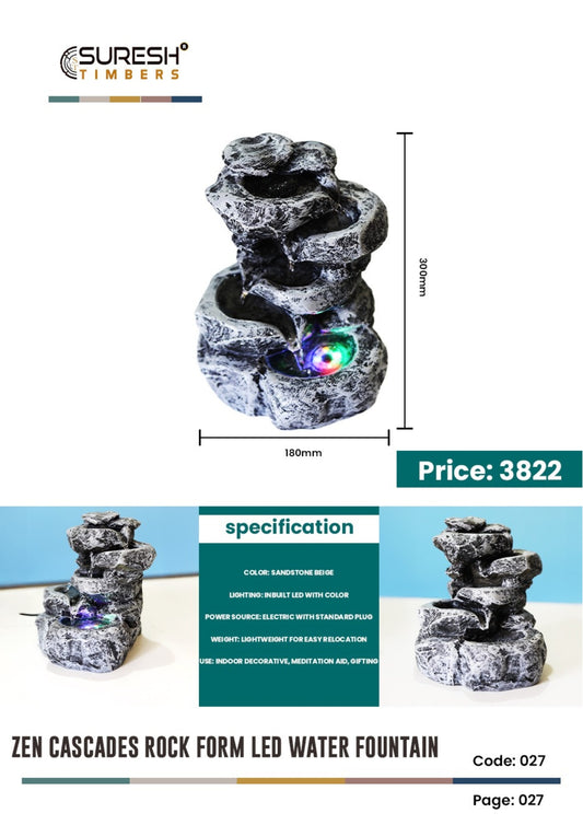 ZEN Cascades Rock Form LED Water Fountain