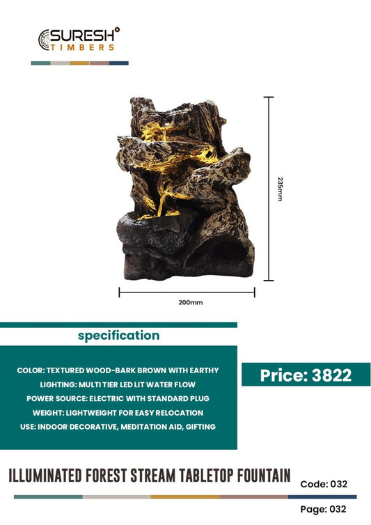 Illuminated Forest Stream Tabletop Fountain