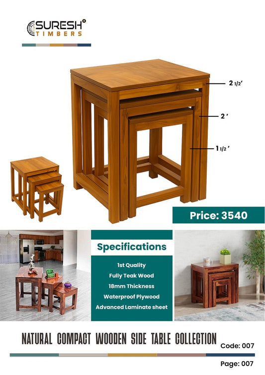 Natural Compact Wooden Side Table Collection